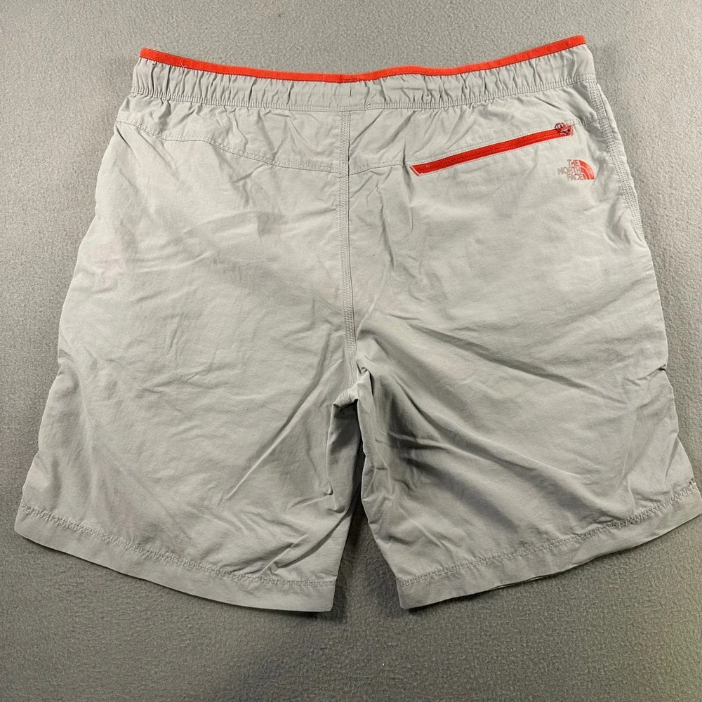 The North Face Mens Class V Pull-On Shorts Grey Orange Hiking Nylon L TCV4